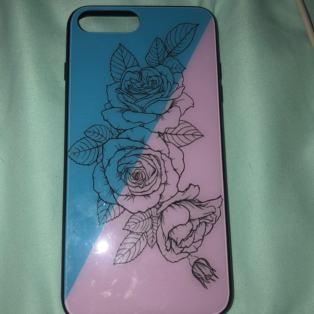 a colorful iphone 8+ case with a rose design